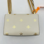 GUCCI Grained Calfskin Bee Star Small Padlock Shoulder Bag White  2506222502