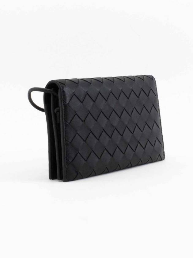 Bottega Veneta Intrecciato Strap Long Wallet Black