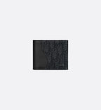 Saddle Bifold Card Holder Black Grained Calfskin Marquetry And Black Dior Oblique Jacquard