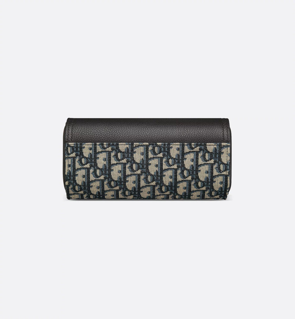 Saddle Watch Case Beige And Black Dior Oblique Jacquard With Black Grained Calfskin