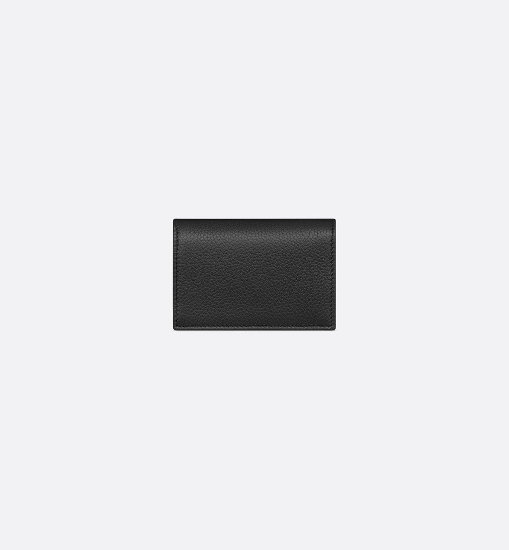 Saddle Business Card Holder Black Grained Calfskin Marquetry And Black Dior Oblique Jacquard