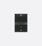Saddle Business Card Holder Black Grained Calfskin Marquetry With Beige And Black Dior Oblique Jacquard