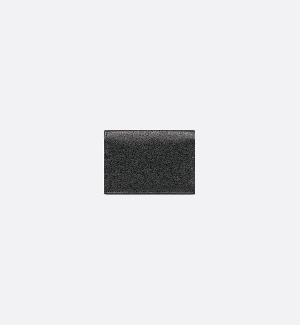 Saddle Business Card Holder Black Grained Calfskin Marquetry With Beige And Black Dior Oblique Jacquard
