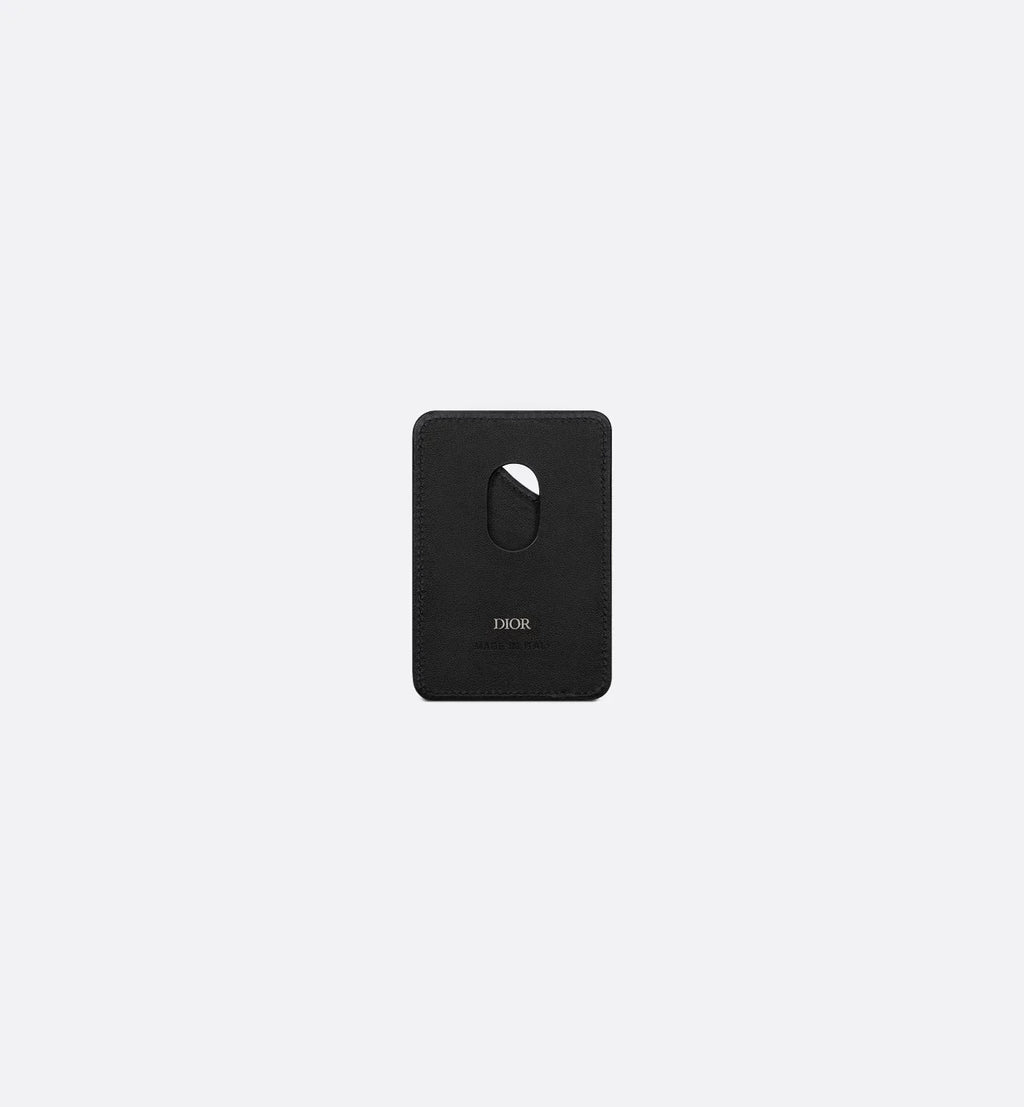 Saddle Magnetic Card Holder Black Dior Gravity Leather