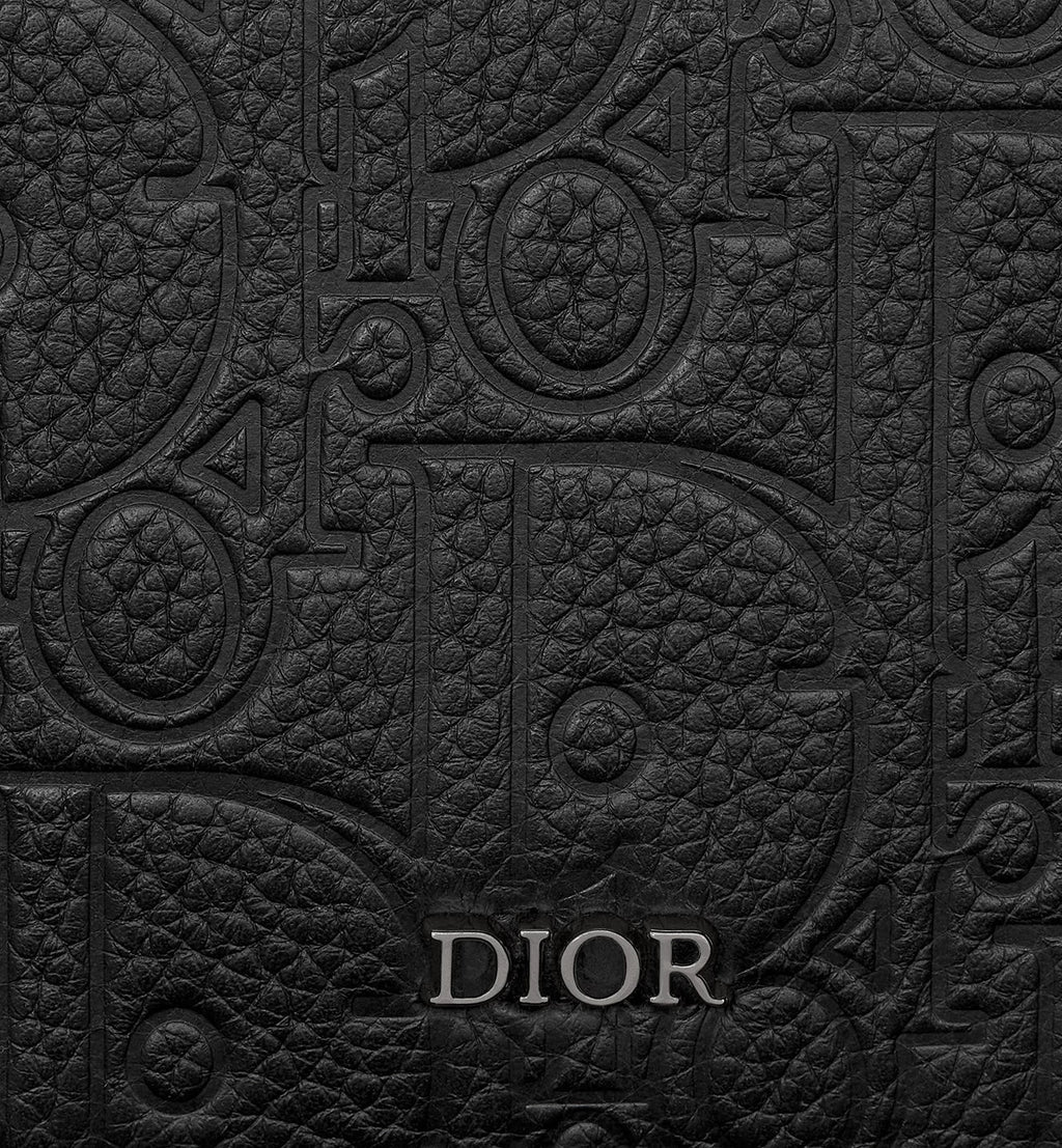 Saddle Magnetic Card Holder Black Dior Gravity Leather