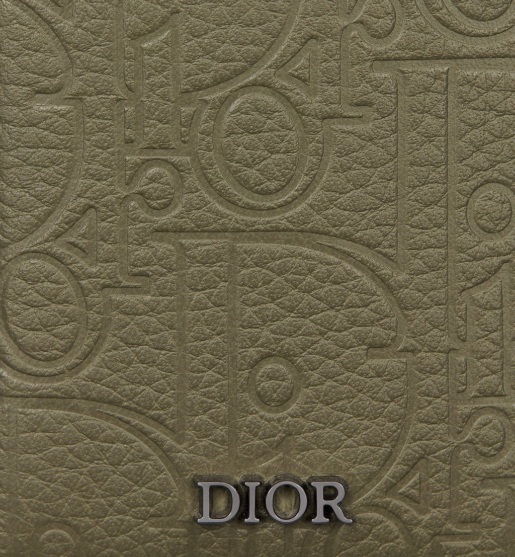 Saddle Magnetic Card Holder Khaki Dior Gravity Leather