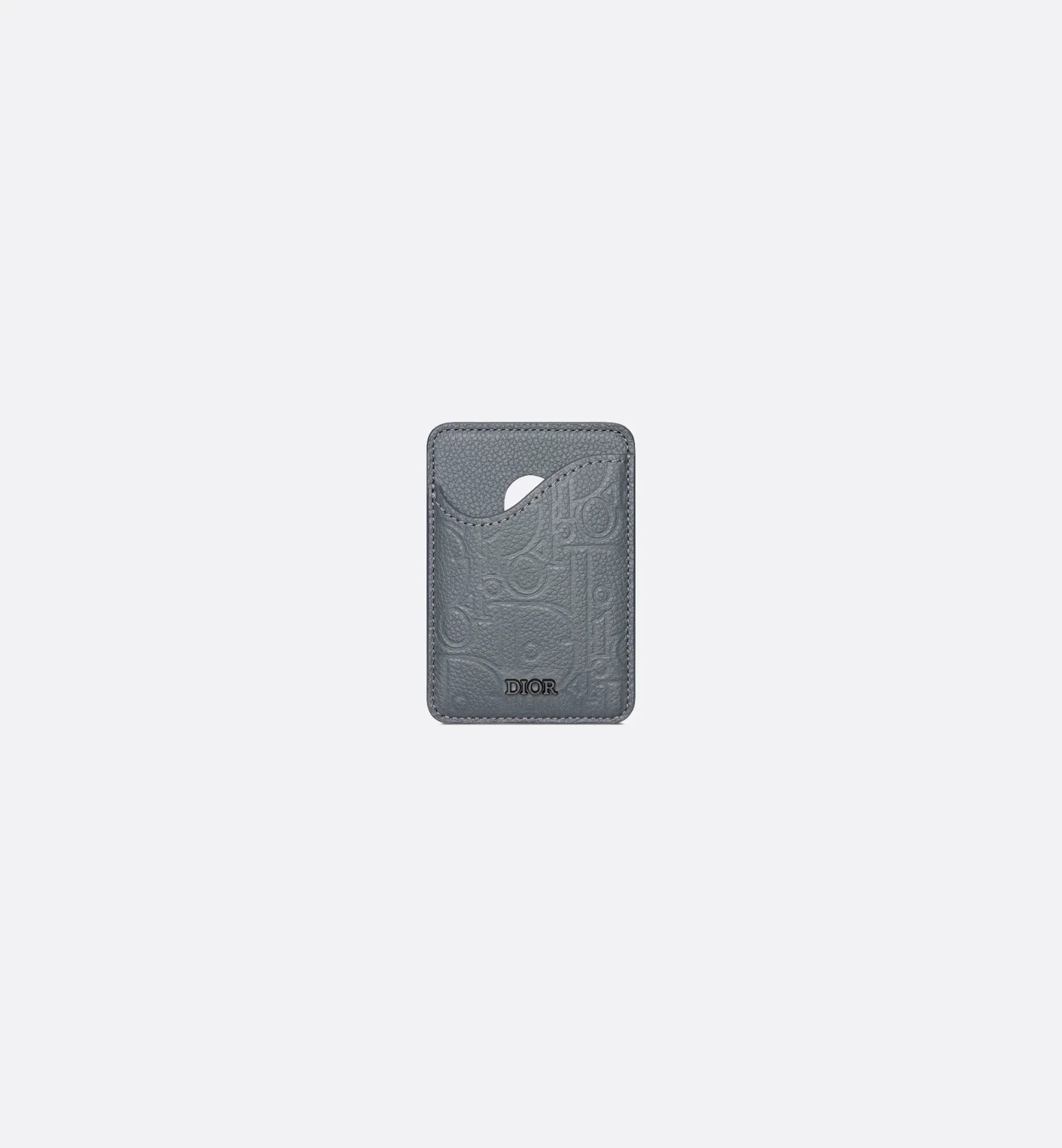 Saddle Magnetic Card Holder Deep Gray Dior Gravity Leather