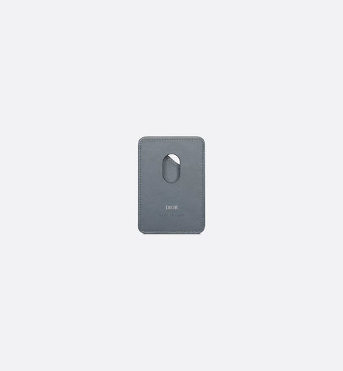 Saddle Magnetic Card Holder Deep Gray Dior Gravity Leather