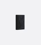 Saddle Vertical Bifold Card Holder Black Grained Calfskin Marquetry And Black Dior Oblique Jacquard