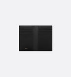 Saddle Vertical Bifold Card Holder Black Grained Calfskin Marquetry And Black Dior Oblique Jacquard