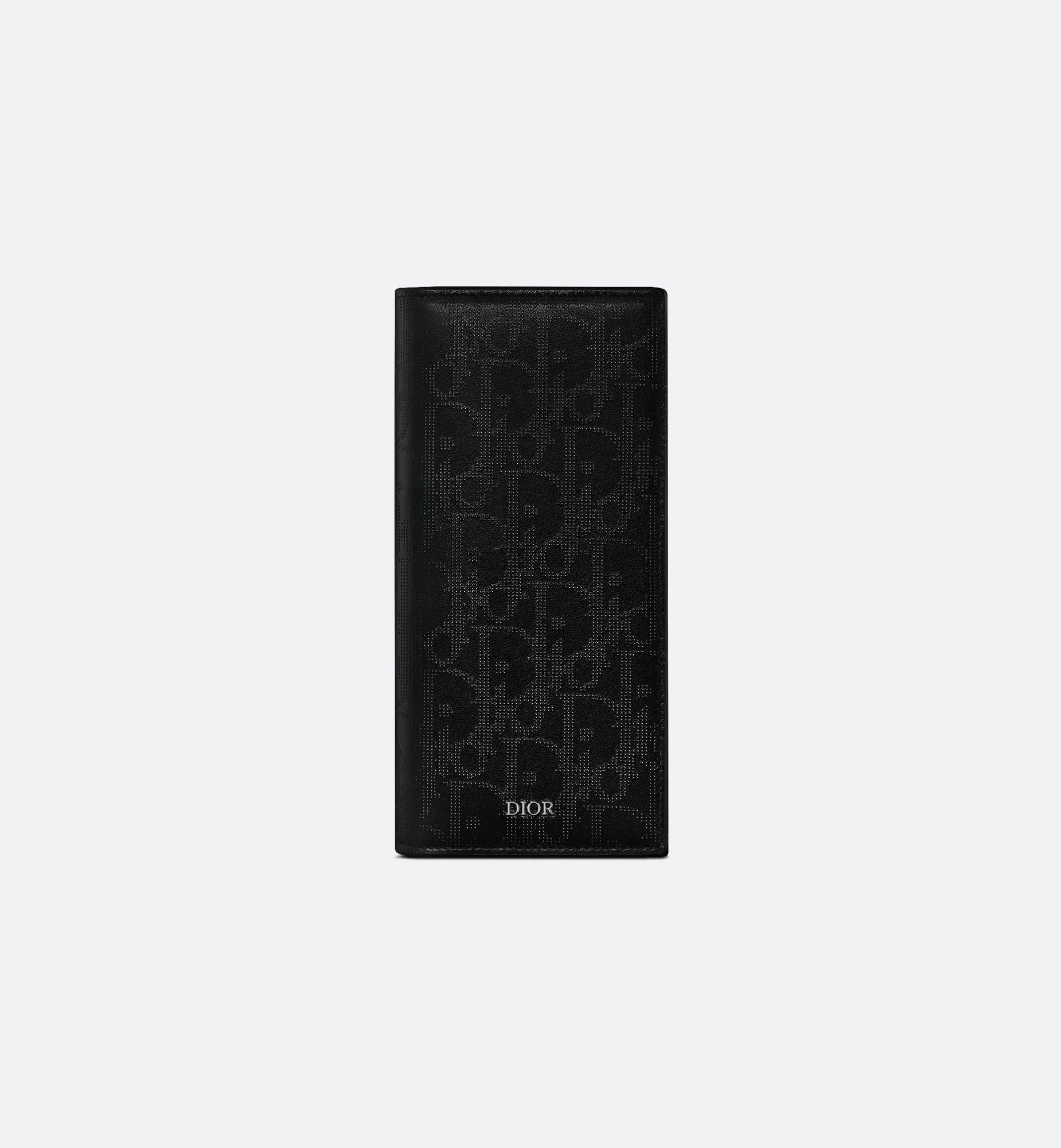Vertical Long Wallet Black Dior Oblique Jacquard