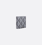 Compact Vertical Wallet Dior Gray Coated Cotton Canvas With Cd Diamond Print