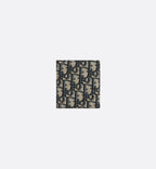 Compact Vertical Wallet Beige And Black Dior Oblique Jacquard