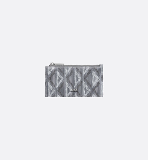 Zipped Card Holder Dior Gray Coated Cotton Canvas With Cd Diamond Print