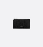 Zipped Card Holder Black Dior Oblique Galaxy Leather