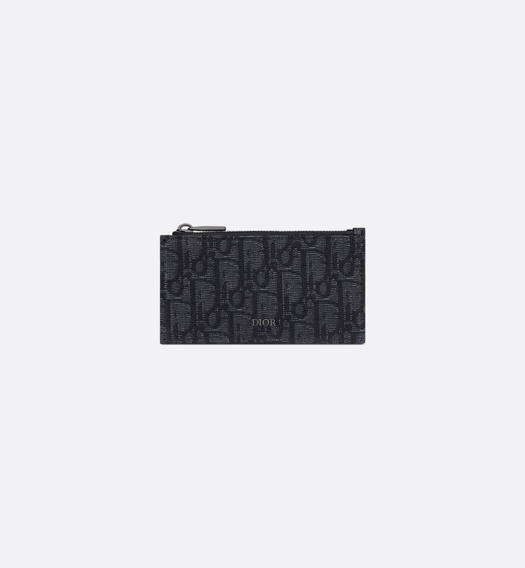 Zipped Card Holder Black Dior Oblique Jacquard And Grained Calfskin