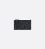 Zipped Card Holder Black Dior Oblique Jacquard And Grained Calfskin
