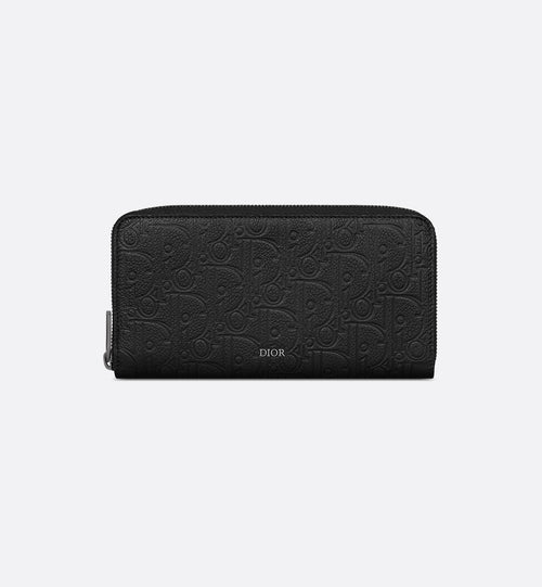 Zipped Long Wallet Black Dior Gravity Leather