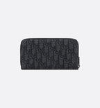 Zipped Long Wallet Black Dior Oblique Jacquard