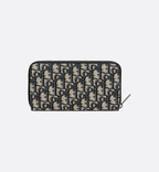 Long Zipped Wallet Beige And Black Dior Oblique Jacquard