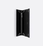 Long Flap Wallet Black Dior Oblique Jacquard