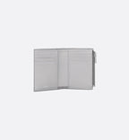Vertical Compact Card Holder Dior Gray Coated Cotton Canvas With Cd Diamond Print