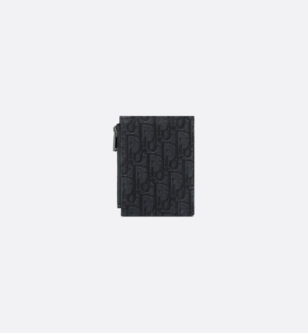 Vertical Compact Card Holder Black Dior Oblique Jacquard