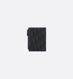 Vertical Compact Card Holder Black Dior Oblique Jacquard