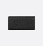 Long Flap Wallet Black Dior Gravity Leather