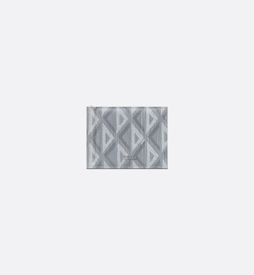 Wallet With Money Clip Dior Gray Coated Cotton Canvas With Cd Diamond Print