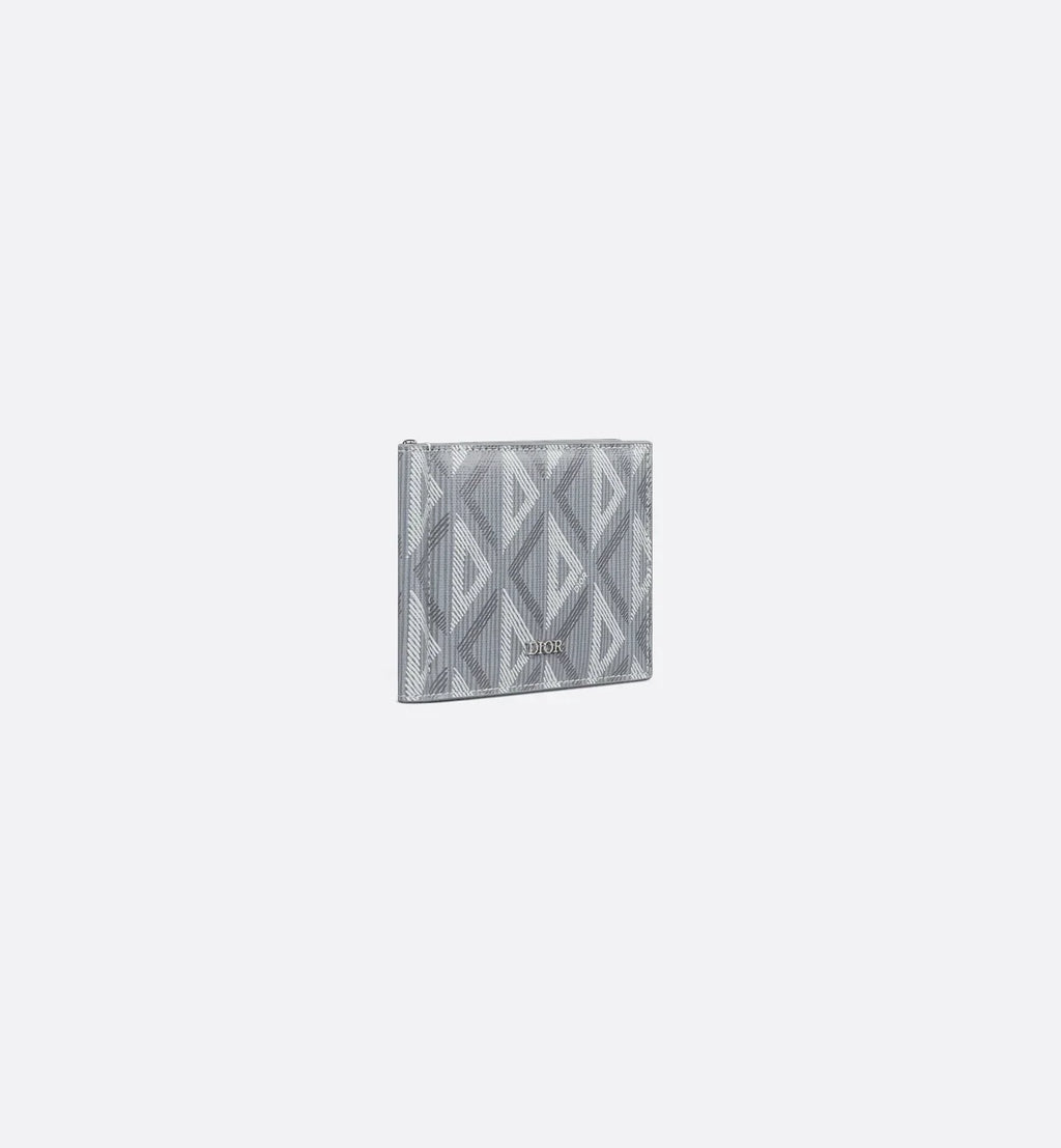 Wallet With Money Clip Dior Gray Coated Cotton Canvas With Cd Diamond Print