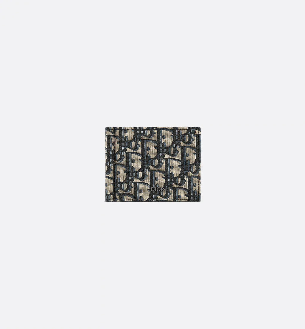 Wallet With Money Clip Beige And Black Dior Oblique Jacquard