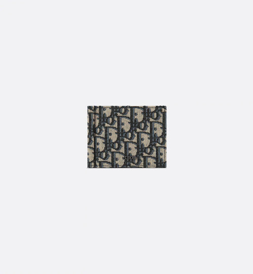 Wallet With Money Clip Beige And Black Dior Oblique Jacquard