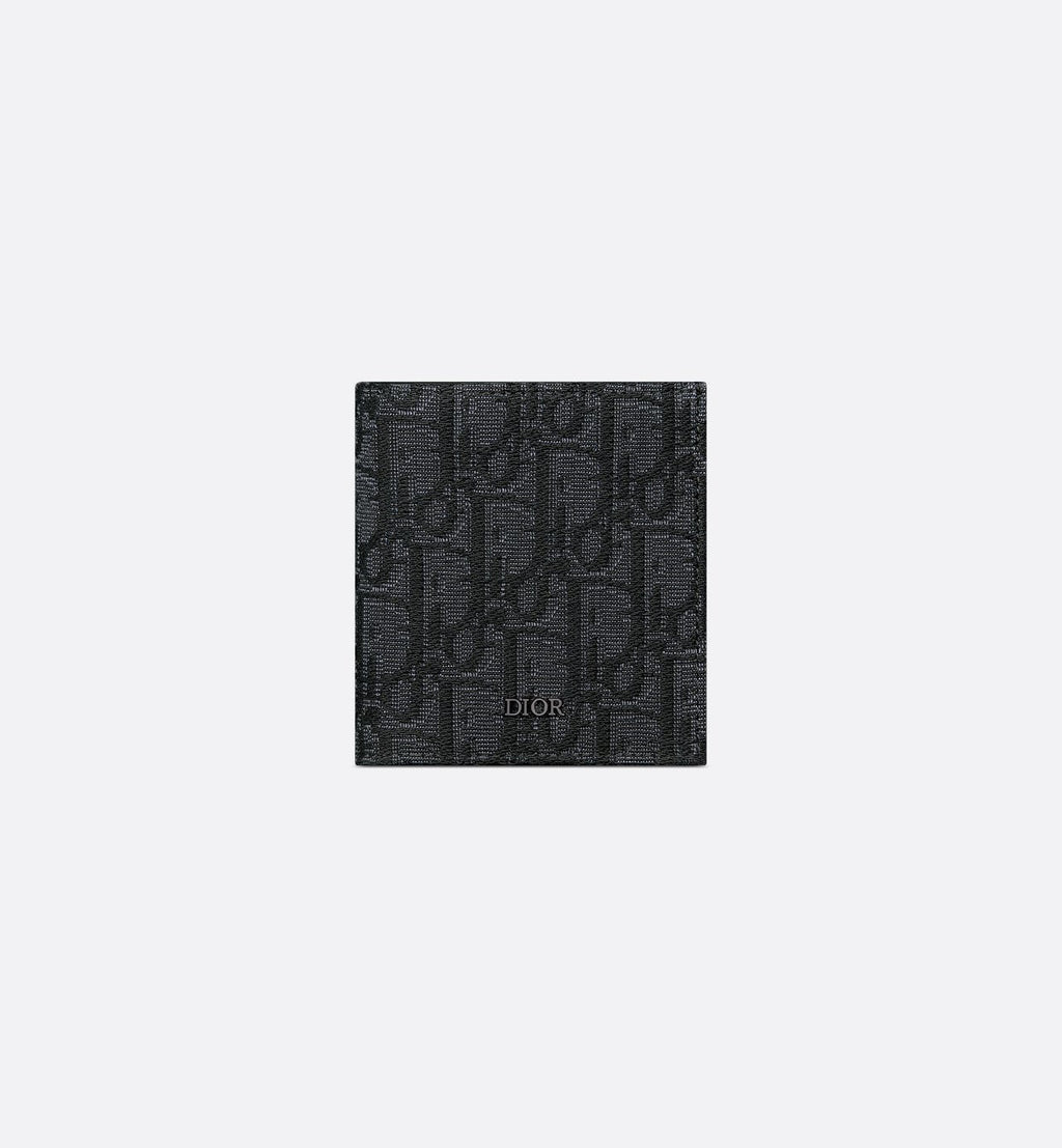 Vertical Bifold Wallet Black Dior Oblique Jacquard
