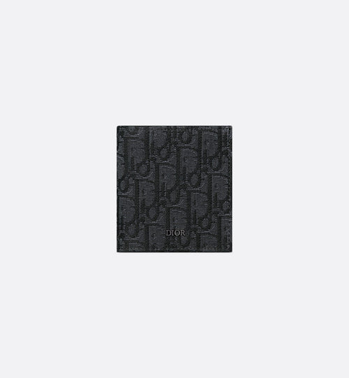 Vertical Bifold Wallet Black Dior Oblique Jacquard
