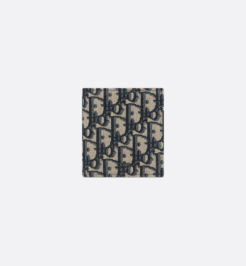 Vertical Bifold Wallet Beige And Black Dior Oblique Jacquard