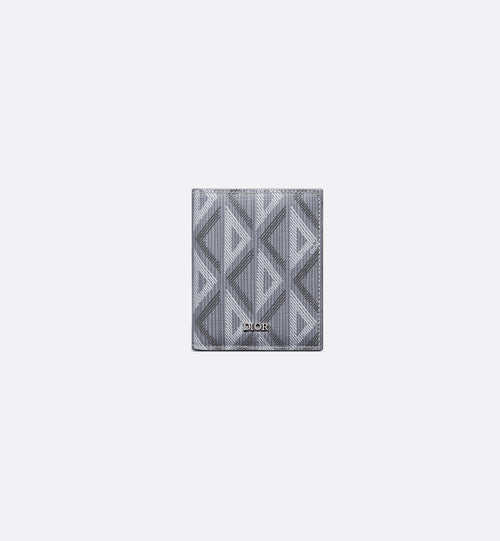 Trifold Wallet Dior Gray Coated Cotton Canvas With Cd Diamond Print