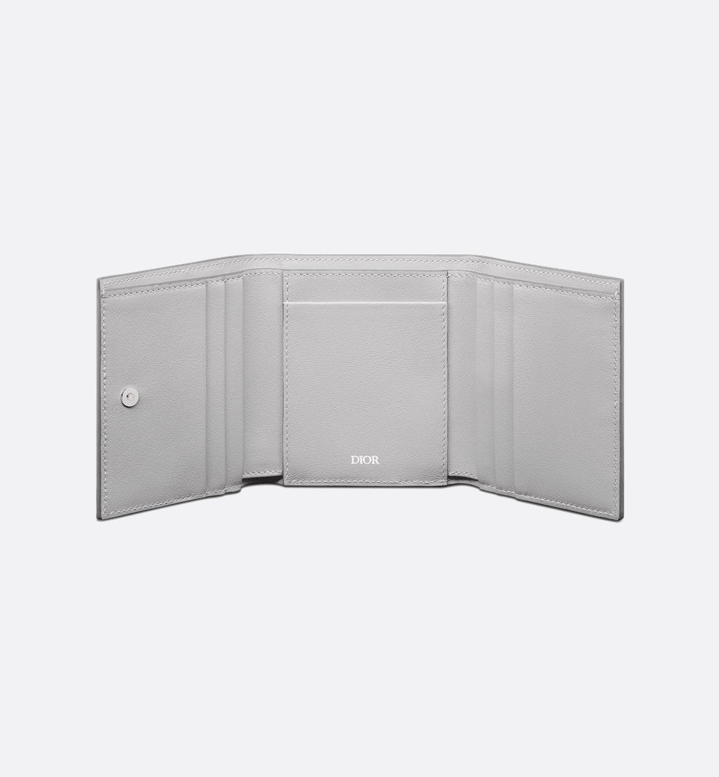Trifold Wallet Dior Gray Coated Cotton Canvas With Cd Diamond Print