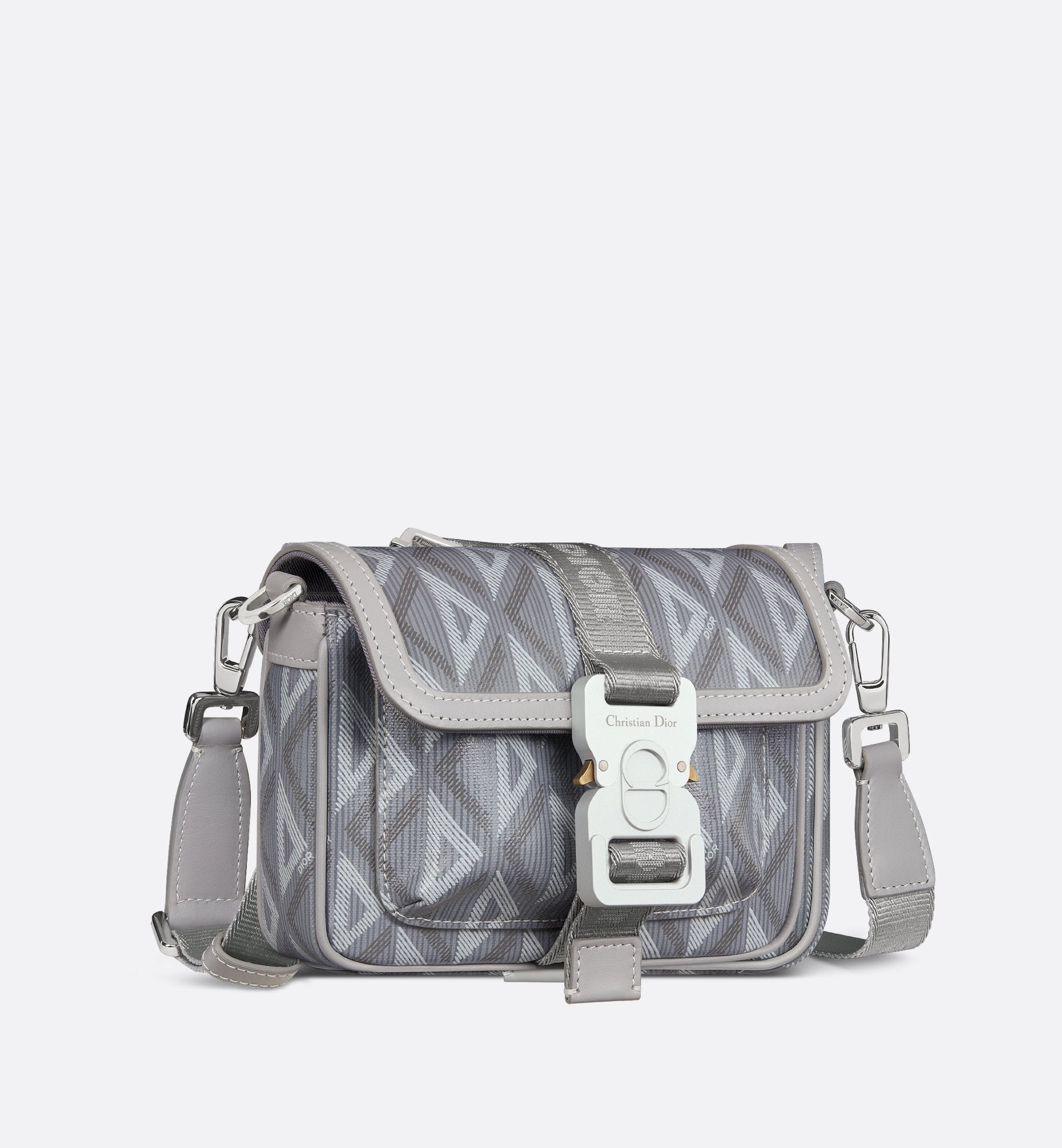 Mini Dior Hit The Road Messenger Bag With Flap Dior Gray Coated Cotton Canvas With Cd Diamond Print