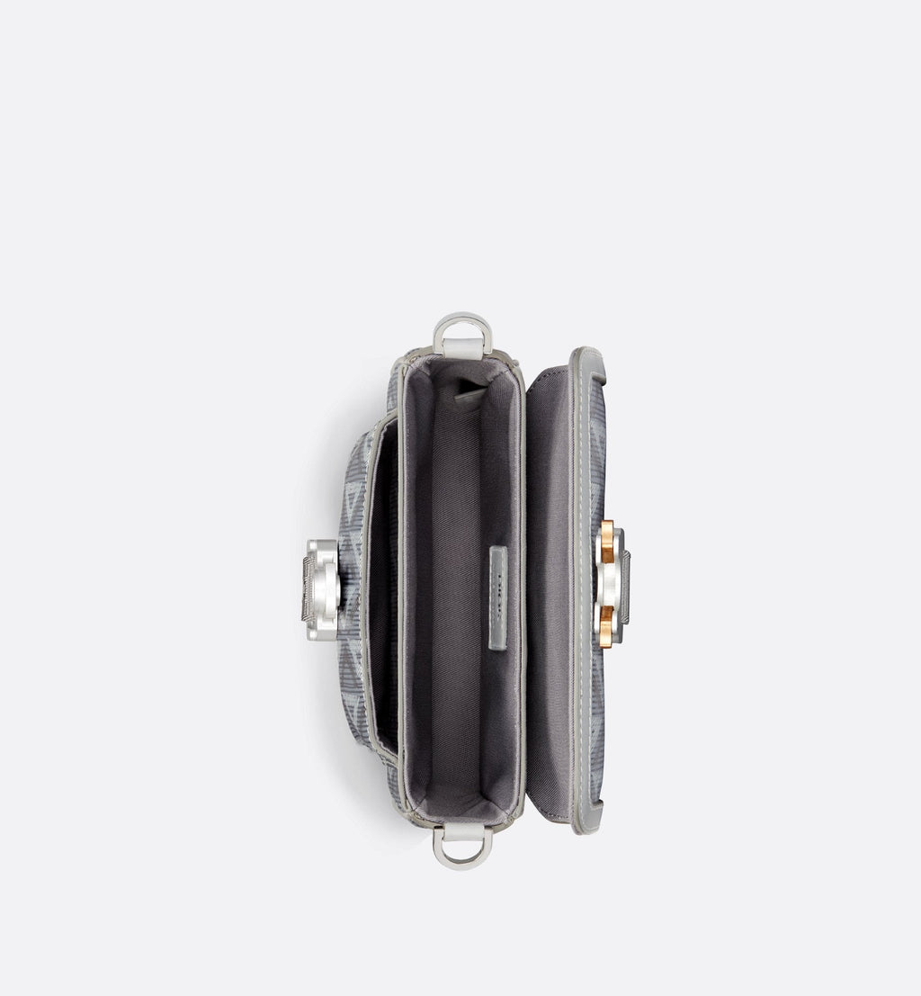 Mini Dior Hit The Road Messenger Bag With Flap Dior Gray Coated Cotton Canvas With Cd Diamond Print
