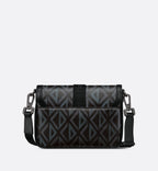 Mini Dior Hit The Road Messenger Bag With Flap Black Coated Cotton Canvas With Cd Diamond Print