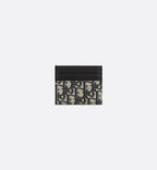 Card Holder Beige And Black Dior Oblique Jacquard With Black Grained Calfskin