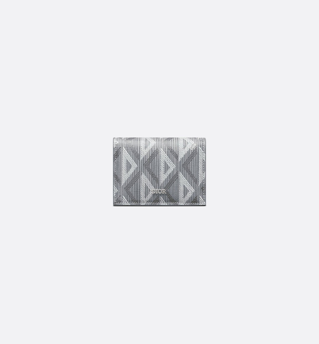Business Card Holder Dior Gray Coated Cotton Canvas With Cd Diamond Print