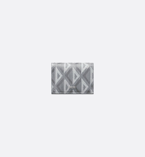 Business Card Holder Dior Gray Coated Cotton Canvas With Cd Diamond Print