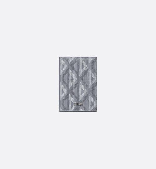 Vertical Bifold Card Holder Dior Gray Coated Cotton Canvas With Cd Diamond Print