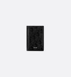 Vertical Bifold Card Holder Black Dior Oblique Galaxy Leather