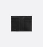 Vertical Bifold Card Holder Black Dior Oblique Jacquard