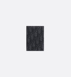 Vertical Bifold Card Holder Black Dior Oblique Jacquard