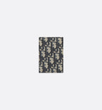Vertical Bifold Card Holder Beige And Black Dior Oblique Jacquard