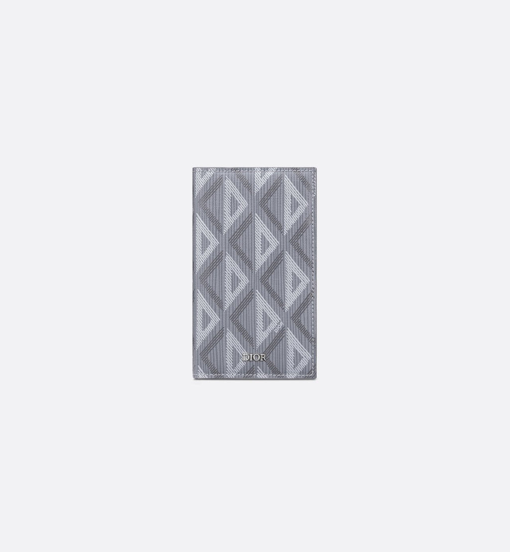 Long Bifold Card Holder Dior Gray Coated Cotton Canvas With Cd Diamond Print